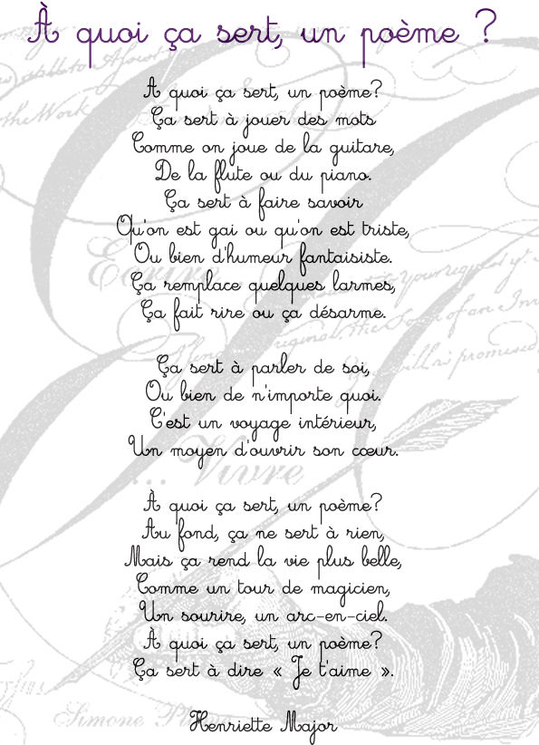 Poeme A Quoi Ca Sert