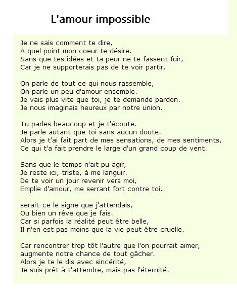 Poeme Amour Impossible