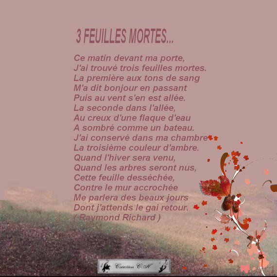 poeme 3 feuilles mortes
