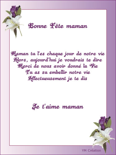 poeme bonne fete maman