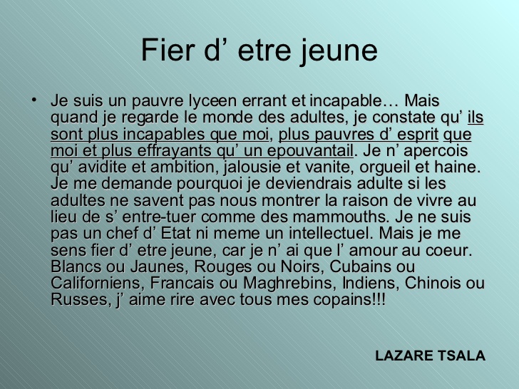 poeme etre jeune