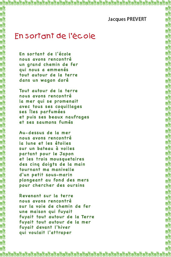 poeme l'ecole