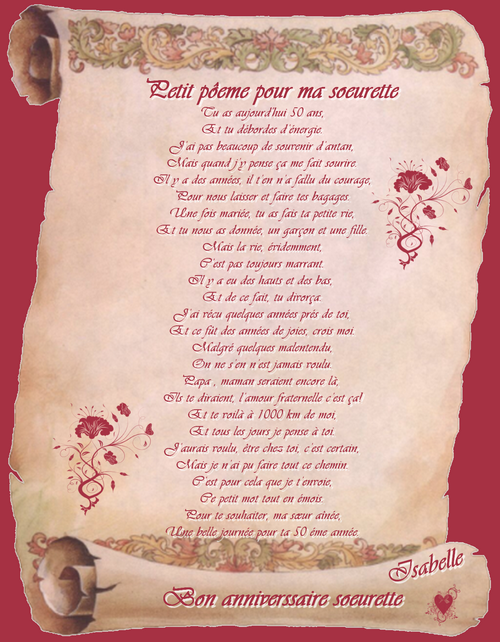 poesie 50 ans anniversaire