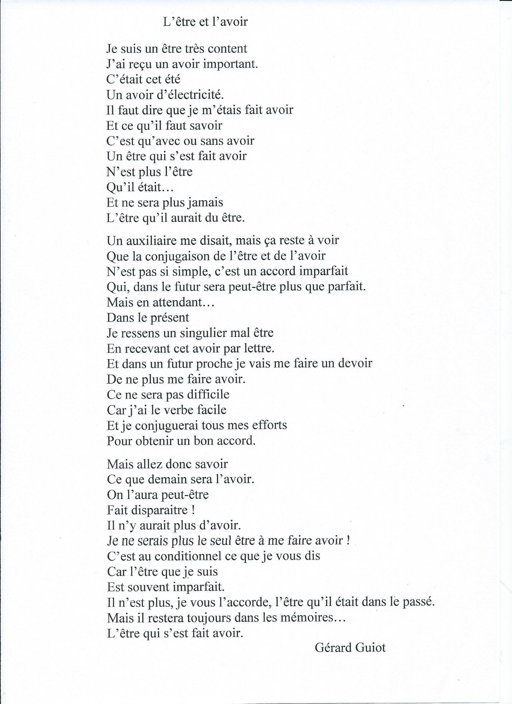 poesie etre et avoir