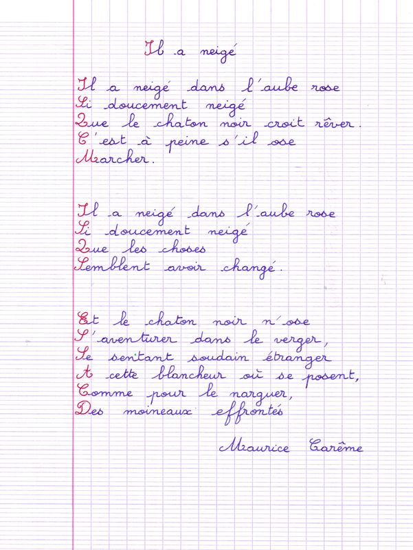 poesie il a neige