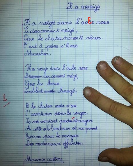 poesie il a neige