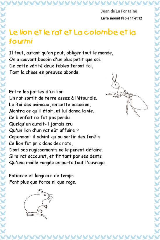 poesie le lion et le rat