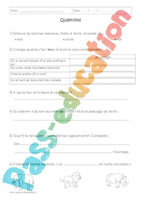 poesie le lion et le rat